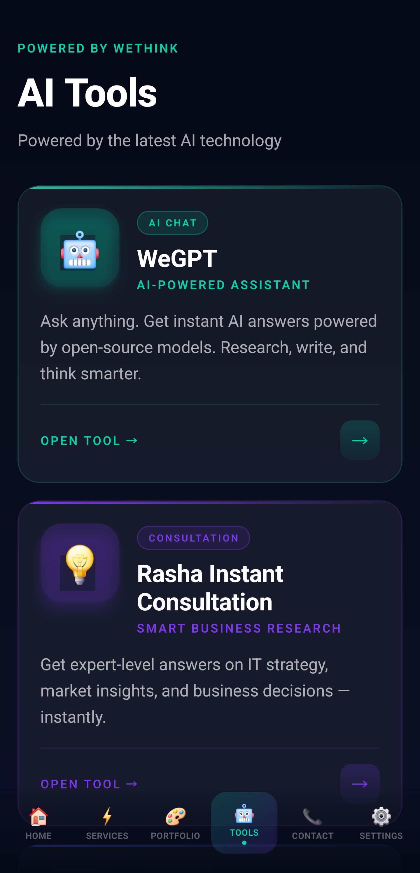 WeThink App — AI Tools